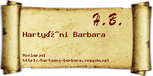 Hartyáni Barbara névjegykártya